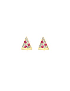 Pendientes Plata - Pizza 8mm - Bañado Oro 2