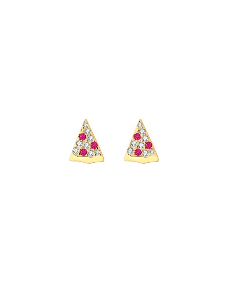 Pendientes Plata - Pizza 8mm - Bañado Oro