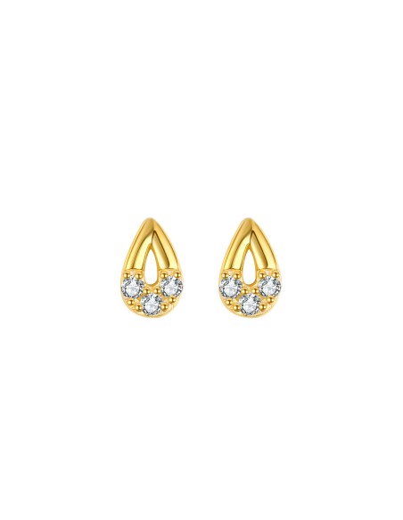 Pendientes Lagrima - Circonita - 6,5*4mm - Plata Bañado Oro y Plata Rodiada