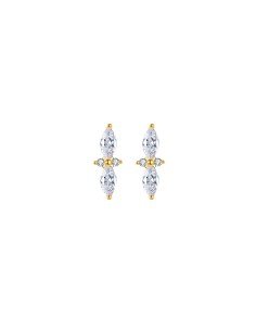 Pendientes - Circonita - 12*4,60mm - Plata Bañado Oro y Plata Rodiada 2
