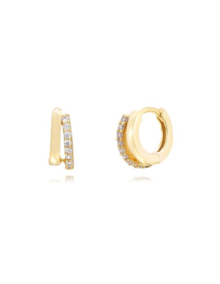 Pendientes Aro - 10 mm - Circonita - Bañado Oro y Plata Rodiada Pendientes Aro - 10 mm - Circonita - Bañado Oro y Plata Rodiada