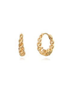 Pendientes Aro Trenzado - 17 mm - Bañado Oro y Plata Rodiada 2