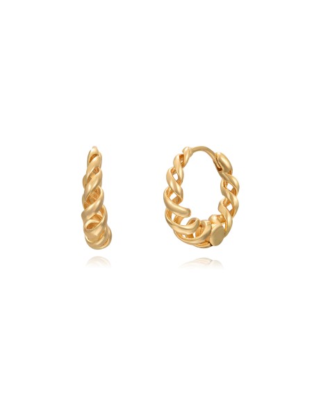 Pendientes Aro Trenzado - 17 mm - Bañado Oro y Plata Rodiada