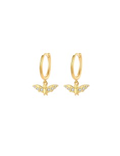 Pendientes Circonita Murciélagos 11*5mm Bañado Oro y Plata Rodiada 2