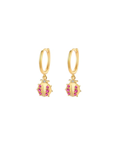 Pendientes Aro - Mariquita 8*8mm - Bañado Oro y Plata Rodiada Pendientes Aro - Mariquita 8*8mm - Bañado Oro y Plata Rodiada