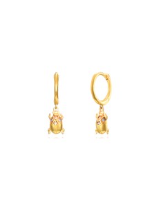 Pendientes Aro - Mariquita 8mm - Bañado Oro y Plata Rodiada 2