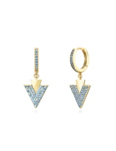 Pendientes Aro Triangulo - Circonita - 12 mm - Bañado Oro 2