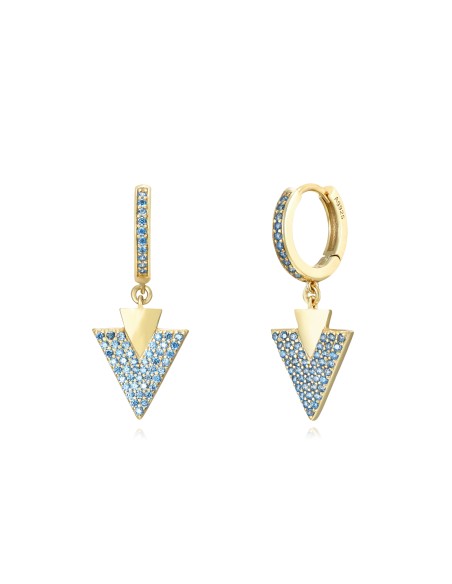 Pendientes Aro Triangulo - Circonita - 12 mm - Bañado Oro