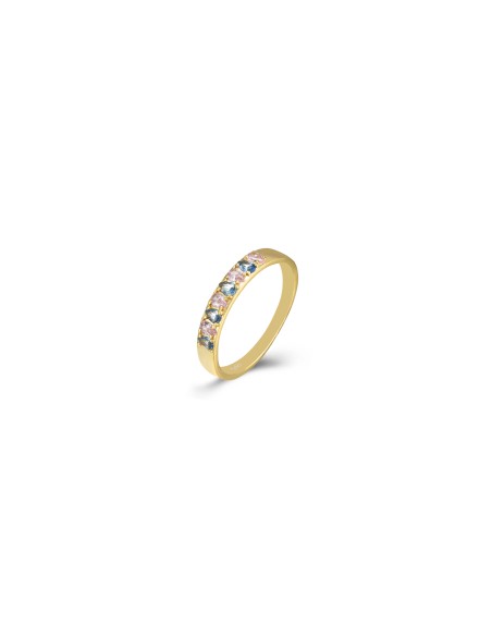 Anillo - Circonita Multi - Bañado Oro