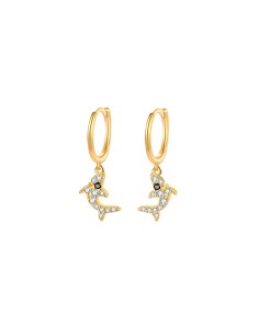 Pendientes Aro - Delfín 8mm - Bañado Oro y Plata Rodiada 2