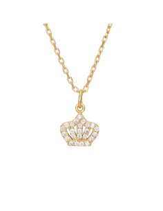 Collar Circonita - Corona 8*6mm - 38+4 - Bañado Oro y Plata Rodiada 2