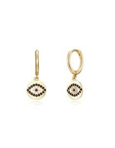 Pendientes Ojo - Circonita Blanca - 8 mm - Plata Bañado Oro y Plata Rodiada 2