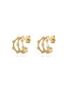 Pendientes Semi Aro Triple - Circonita Blanca - 11 mm - Bañado Oro y Plata Rodiada