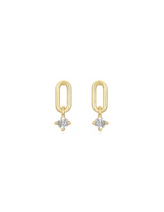 Pendientes Ovalo - 10*3,5mm Circonita - Bañado Oro y Plata Rodiada 2