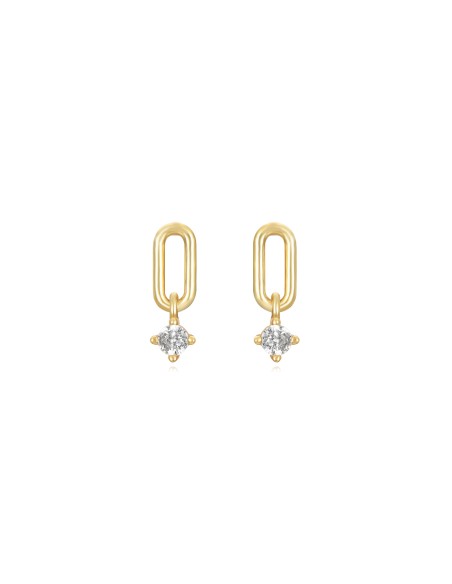 Pendientes Ovalo - 10*3,5mm Circonita - Bañado Oro y Plata Rodiada