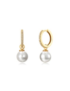 Pendientes Circonita - Perla 8mm - Bañado Oro y Plara Rodiada 2