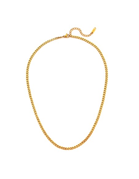 Collar Acero - 3 mm cubano - 36+4 cm, 42+5 cm y 50+5 cm - Color Oro