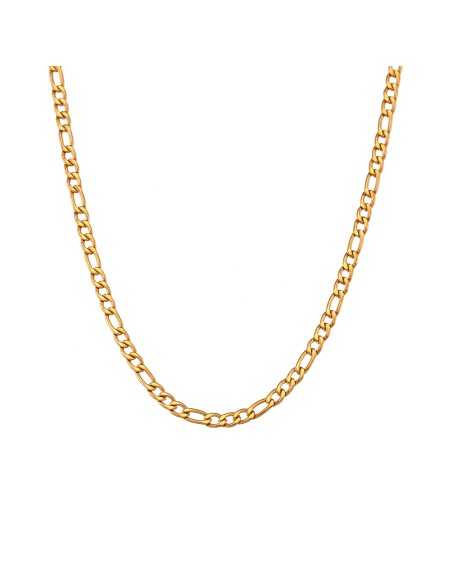 Collar Acero - 3 mm figaro - 36+4 cm, 42+5 cm y 50+5 cm - Color Oro