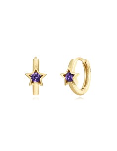 Pendientes Aro Estrella - Circonita - 12 mm - Bañado Oro 2