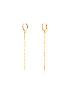 Pendientes Cadena - Circonita Blanca - 12 + 66 mm - Bañado Oro y Plata Rodiada 2