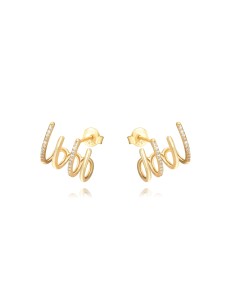 Pendientes Ear Jacket - Circonita - 12 * 16 mm - Bañada Oro y Plata Rodiada 2