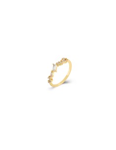 Anillo Circonita Baguette - 4 mm- Bañado Oro 2