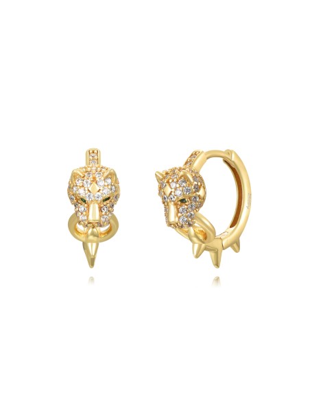 Pendientes Jaguar - Circonita 14 mm - Bañado Oro