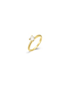 Anillo Solitario - Circonita 5mm - Bañado Oro 2