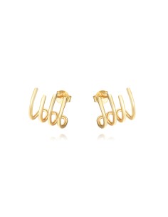 Pendientes Ear Jacket - 12 * 14 mm - Bañada Oro y Plata Rodiada 2
