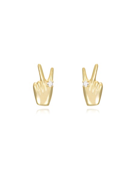 Pendientes Lengua de Signos - Paz 10*5mm - Bañado Oro y Plata Rodiada