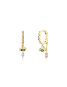 Pendientes Circonita - Ojo Aro 11mm - Bañado Oro y Plata Rodiada 2