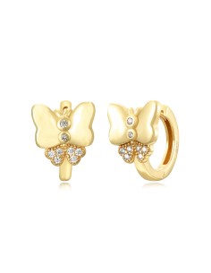 Pendientes Mariposa - Circonita Blanca - 11mm - Plata Bañado Oro y Plata Rodiada 2