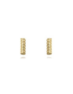 Pendientes Barra Trenzada - 6 mm - Bañado Oro y Plata Rodiada 2