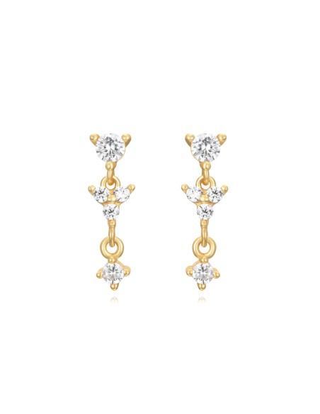 Pendientes Flor - Circonita 14mm - Bañado Oro y Plata Rodiada