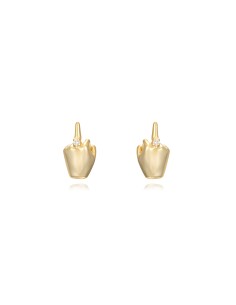 Pendientes Lengua de Signos - F-You 10*5mm - Bañado Oro y Plata Rodiada 2