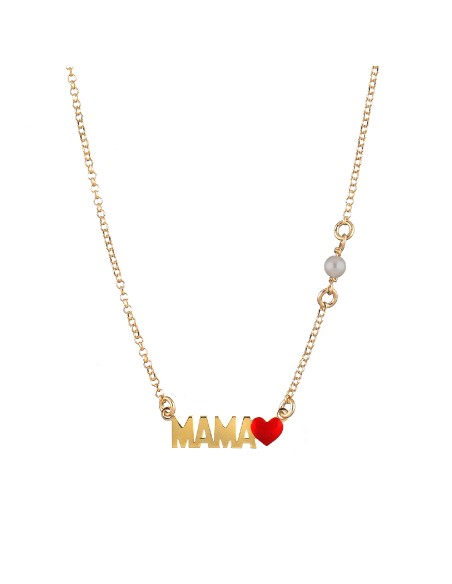 Collar Perla - Mama 20mm - 36+4 - Bañado Oro y Plata Rodiada