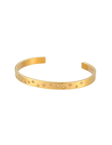 Pulsera Acero Esclava - Circonita - 63mm - Bañado Oro
