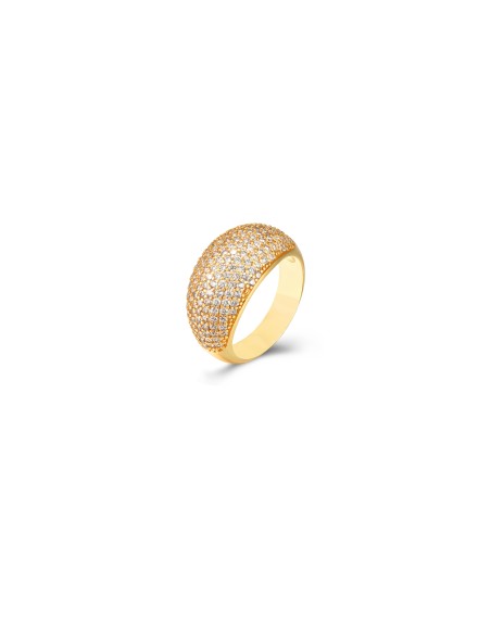 Anillo Bronce - Circonita - 11 mm - Bañado Oro