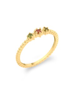 Anillo 3 Minerales - 2,5 mm - Bañado Oro 2