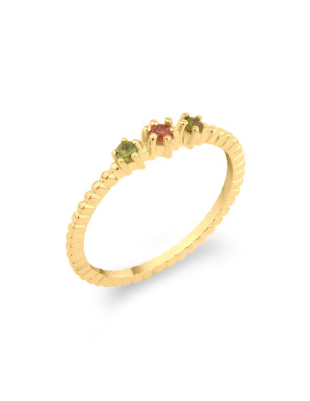 Anillo 3 Minerales - 2,5 mm - Bañado Oro