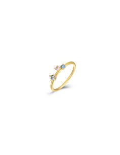 Anillo Circonita Multi - 4 mm - Bañado Oro 2