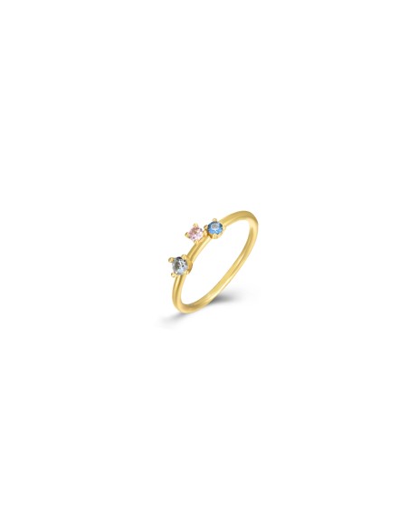 Anillo Circonita Multi - 4 mm - Bañado Oro
