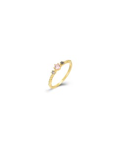 Anillo Circonita Multi - 4,5 mm - Bañado Oro 2