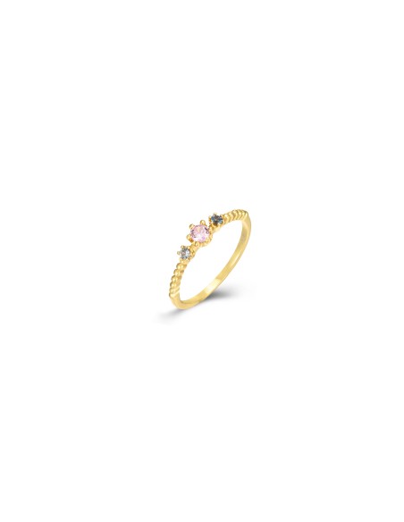 Anillo Circonita Multi - 4,5 mm - Bañado Oro