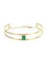 Choker Acero - Rígido Doble - Circonita Verde - Color Oro