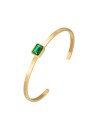 Pulsera Acero Esclava - Circonita Verde 8*6mm - 62mm - Color Oro