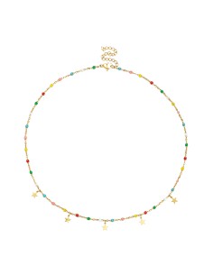 Collar Acero - Enamel Multi - Estrella - 38+5 cm - Color Oro 2