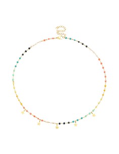 Collar Acero - Enamel Multi - Estrella - 38+5 cm - Color Oro 2