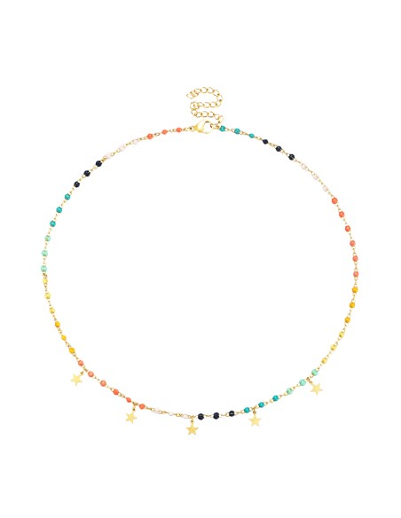 Collar Acero - Enamel Multi - Estrella - 38+5 cm - Color Oro