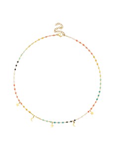 Collar Acero - Enamel Multi - Luna Estrella - 38+5 cm - Color Oro 2